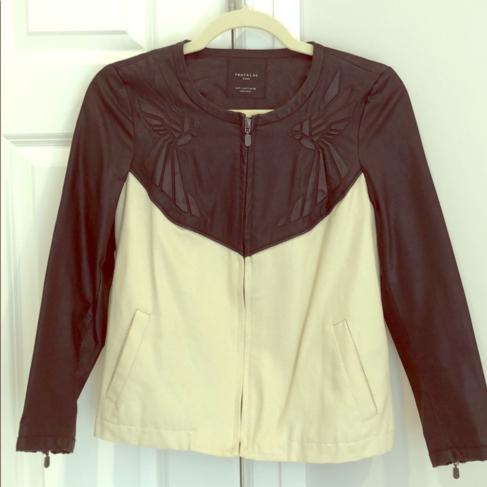 Zara two tone leather jacket